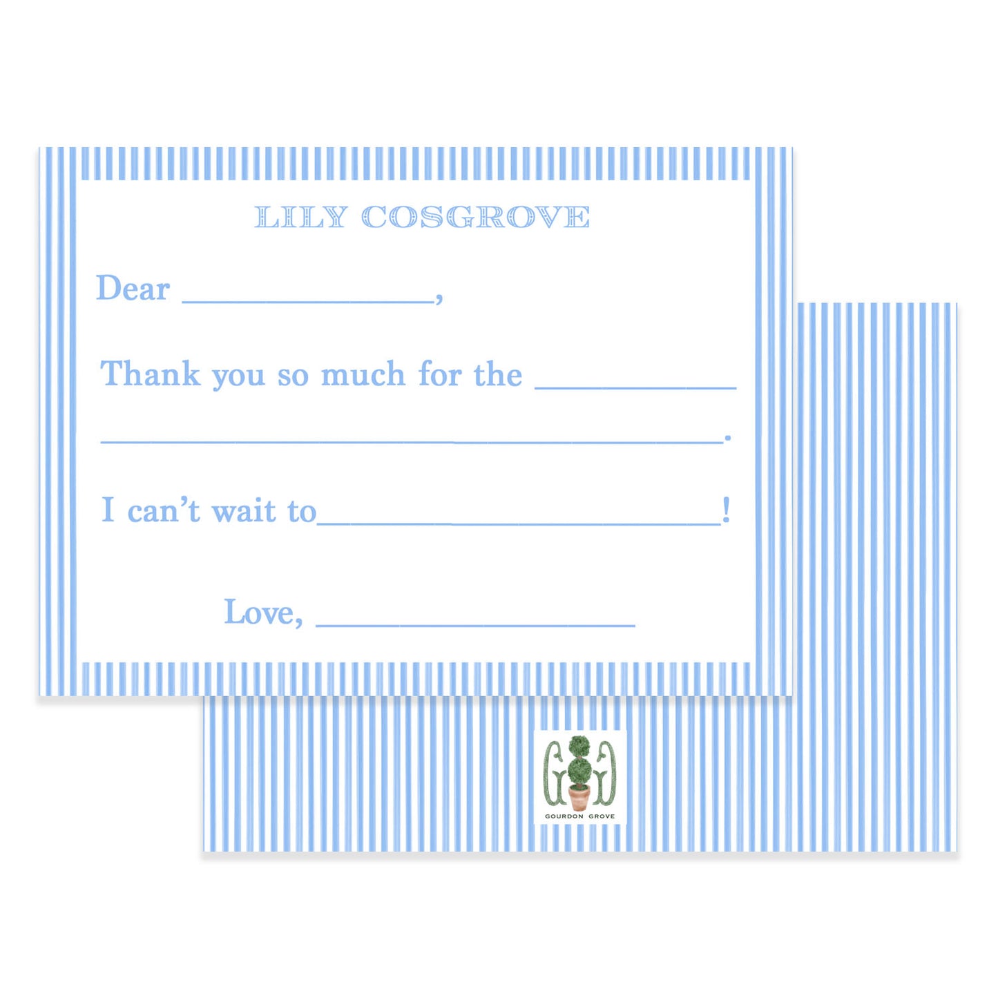 Children's Thank You Notes - 5X7 Inch Cards