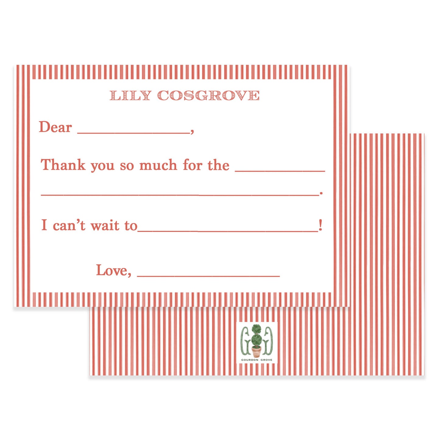 Children's Thank You Notes - 5X7 Inch Cards